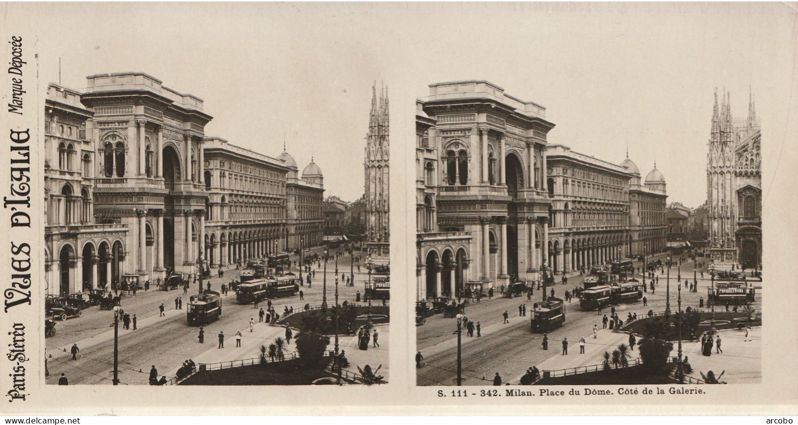 Milan Place Du Dome Coté De Le Galerie - Cartoline Stereoscopiche