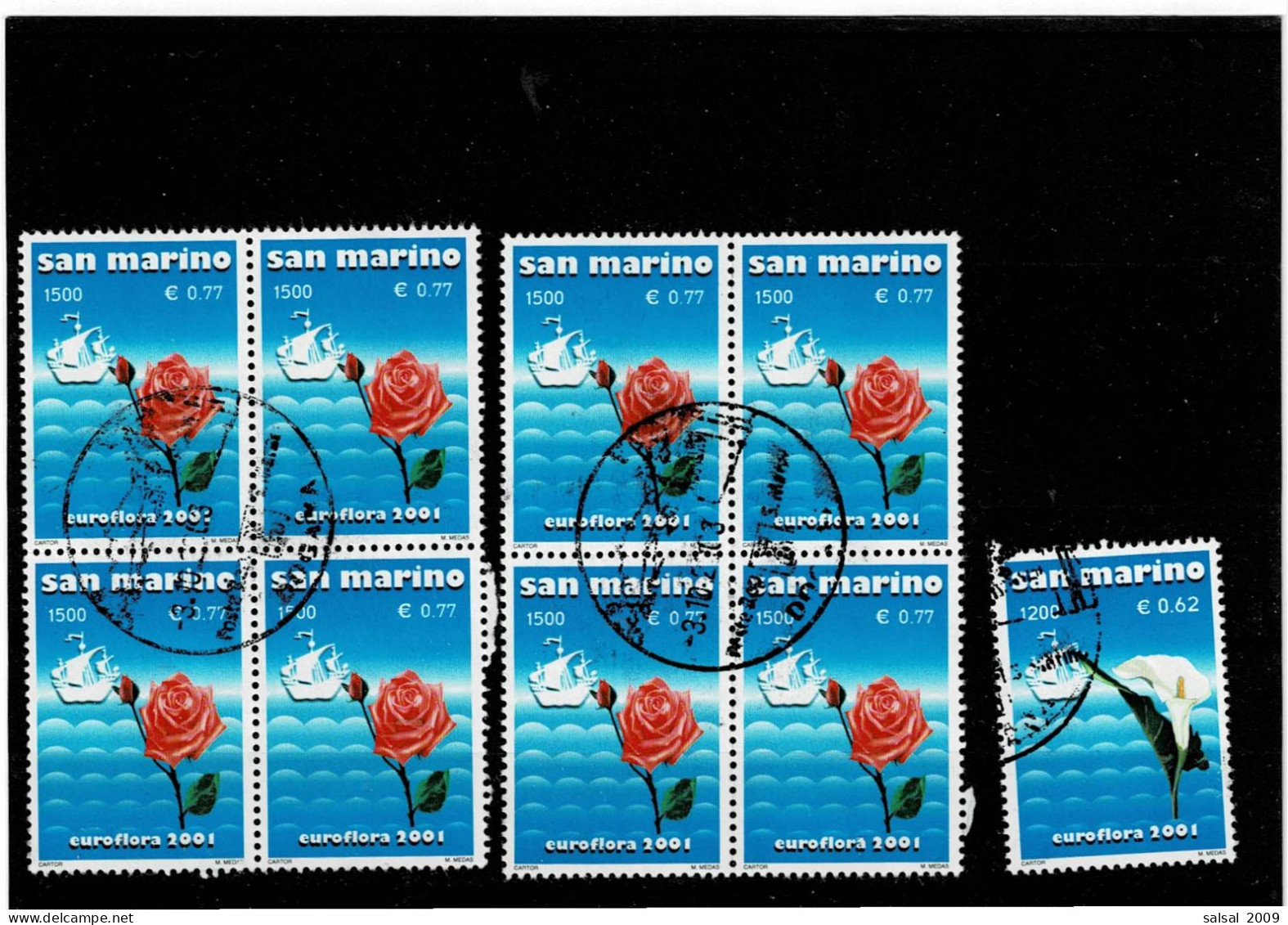 SAN MARINO ,"Euroflora" ,2 Quartine Di 0,77 Euro+singolo Di 0,62 Euro ,qualita Ottima - Used Stamps