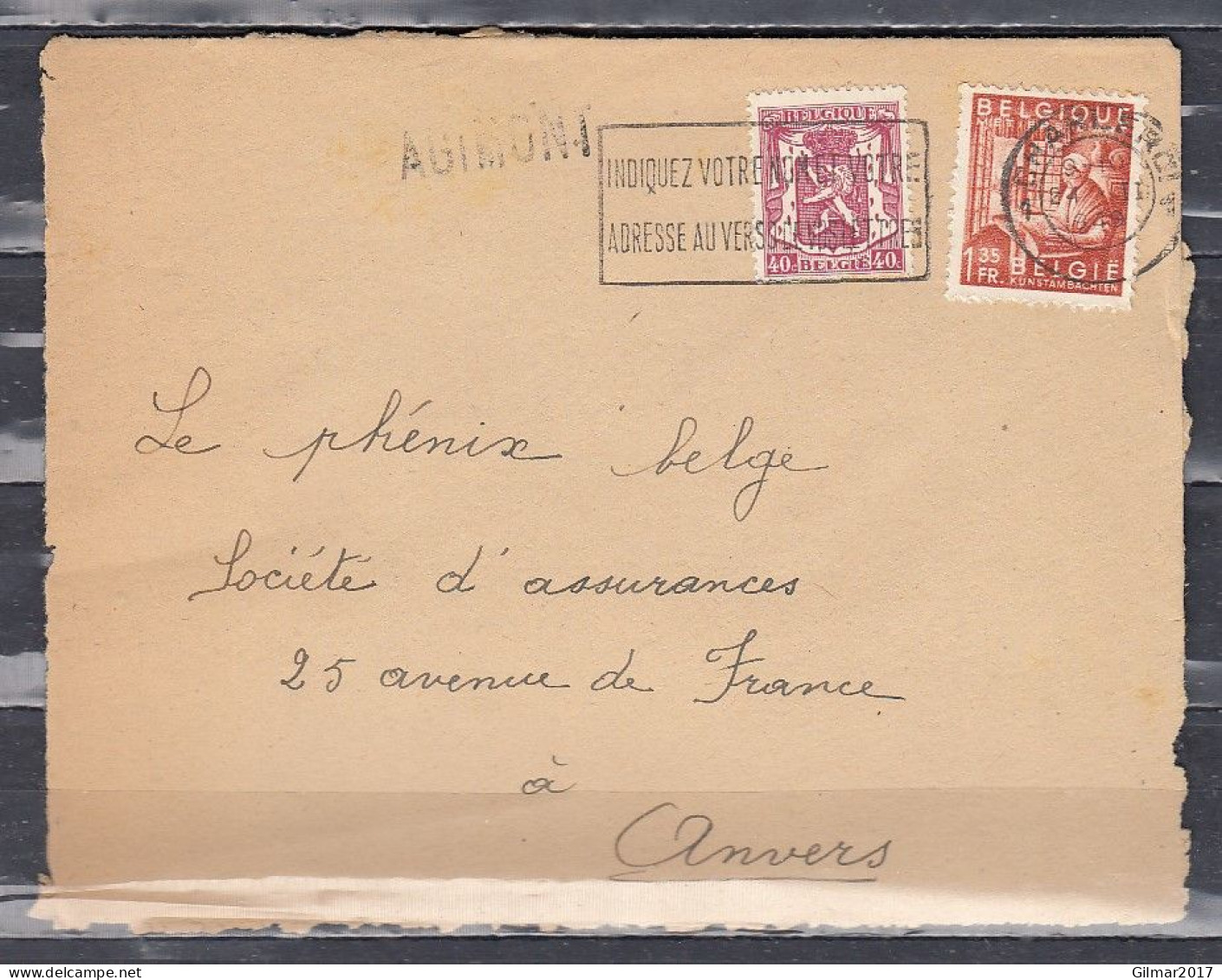 Briefstuk Van Charleroi 1 Naar Anvers Met Lanstempel Agimont - Langstempel