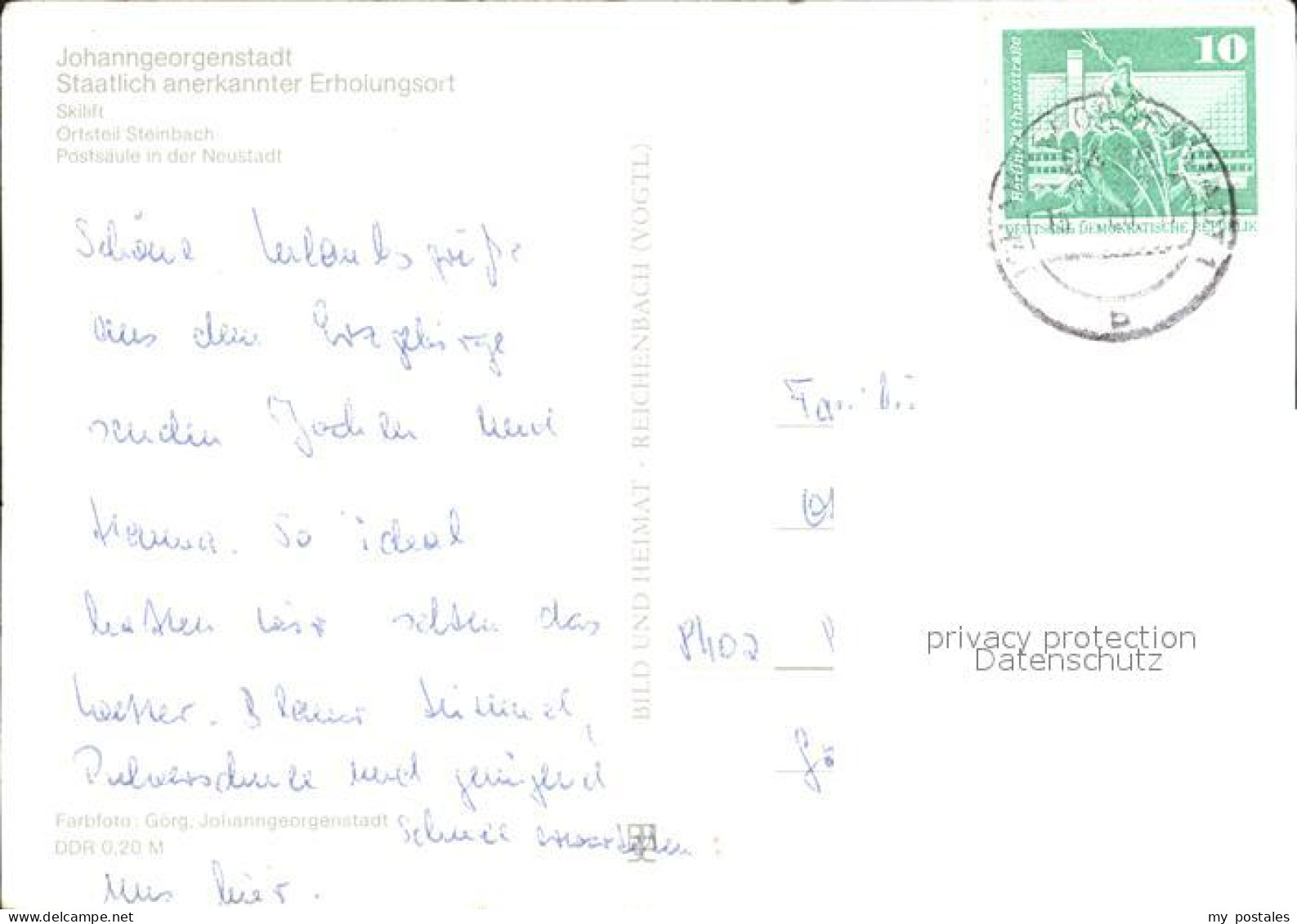 72373334 Johanngeorgenstadt Skilift Steinbach Postsaeule  Johanngeorgenstadt - Johanngeorgenstadt