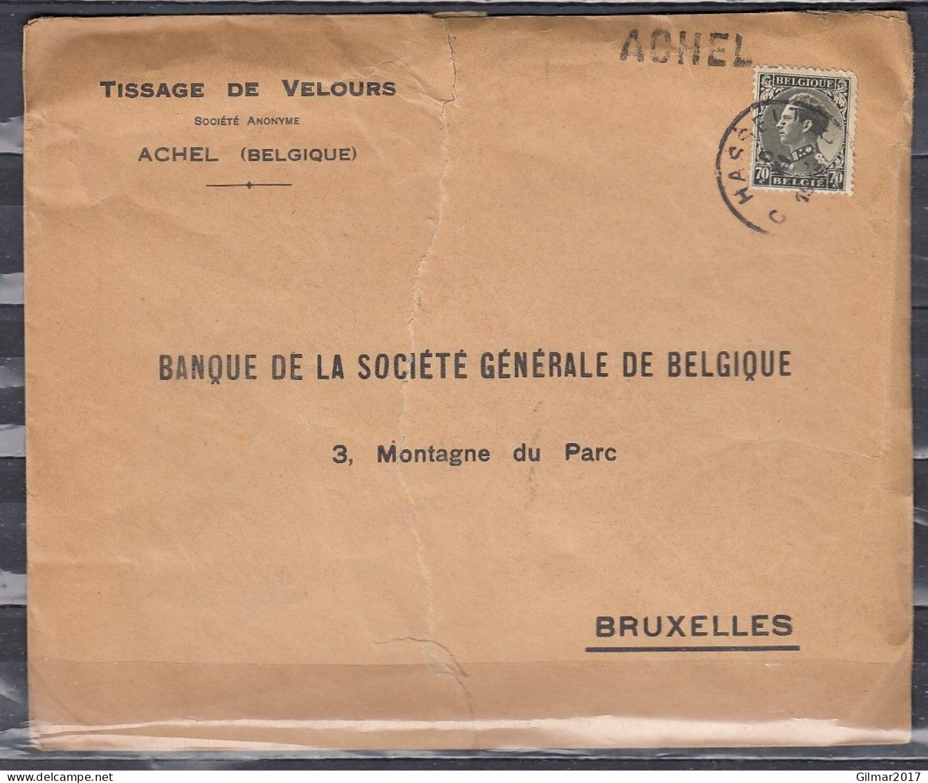 Brief Van Hasselt Naar Bruxelles Met Langstempel Achel - Linear Postmarks