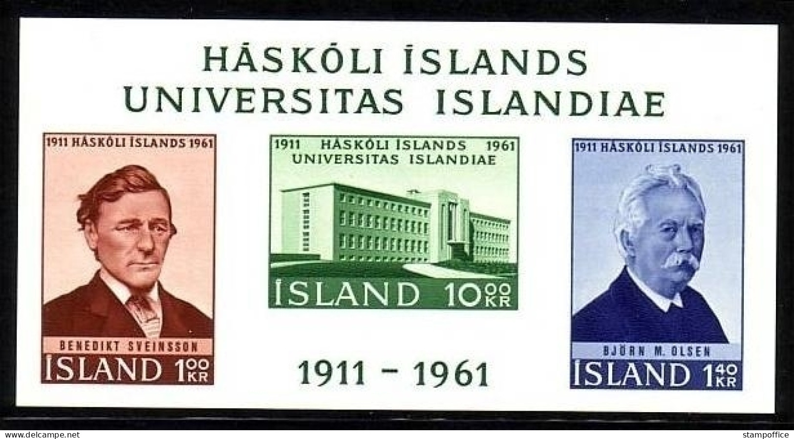 ISLAND BLOCK 3 POSTFRISCH(MINT) UNIVERSITÄT 1961 - Blokken & Velletjes