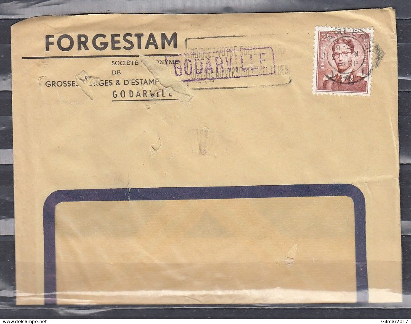 Brief Van Charleroi 1 Met Langstempel Godarville - Linear Postmarks