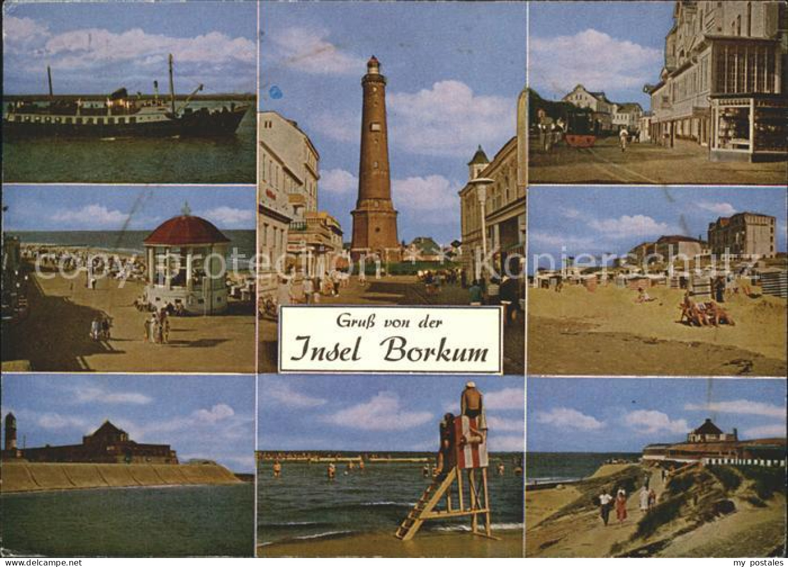 72372340 Borkum Nordseebad Teilansichten Insel Dampfer Pavillon Strand Leuchttur - Borkum