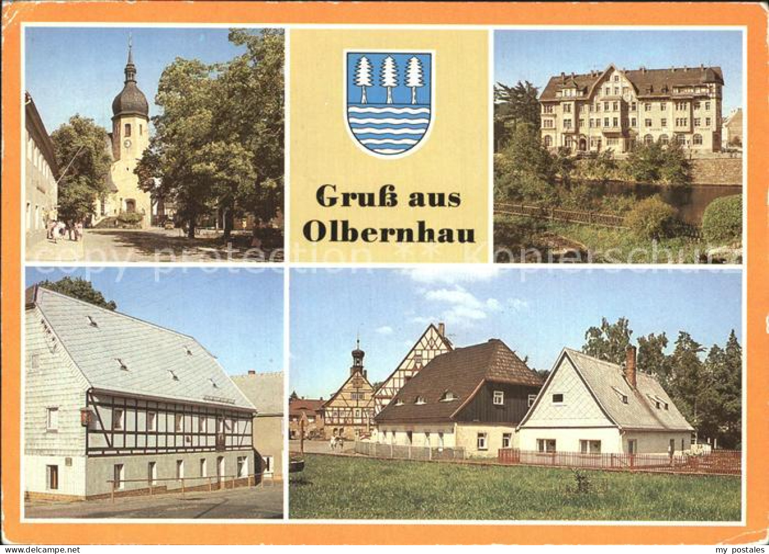 72371452 Olbernhau Erzgebirge Blick Zur Kirche Rathaus Gaststaette Wilder Mann S - Olbernhau
