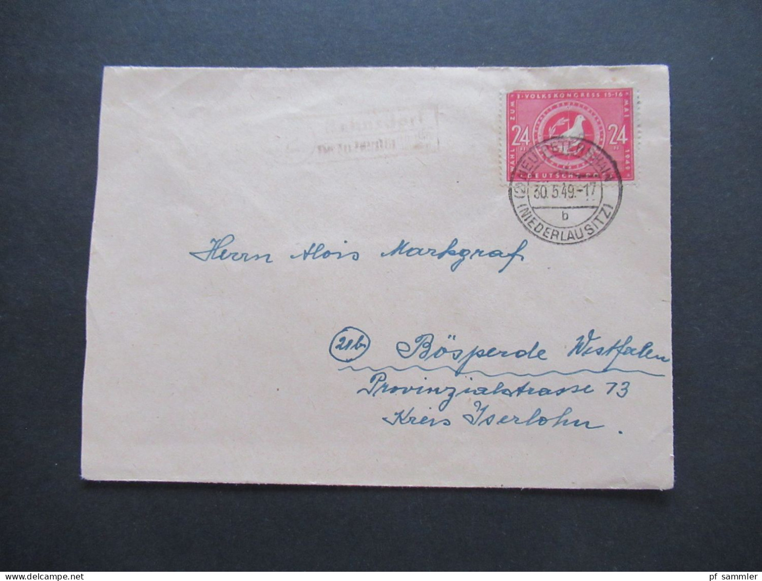 SBZ Nr.232 EF Tagesstempel Neu Petershain (Niederlausitz) Und Landpoststempel Bahnsdorf über Neu Petershain - Cartas & Documentos