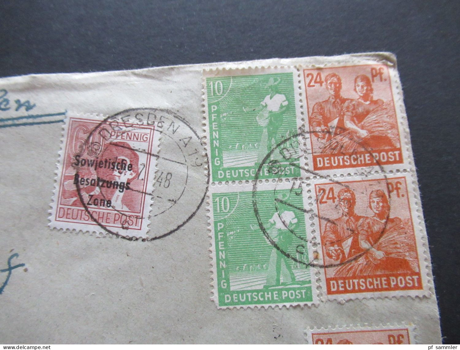 15.7.1948 SBZ MiF Marken Mit Aufdruck Und Kontrollrat Einschreiben Dresden A 19 - Bösperde Westfalen Mit Ank. Stempel - Covers & Documents