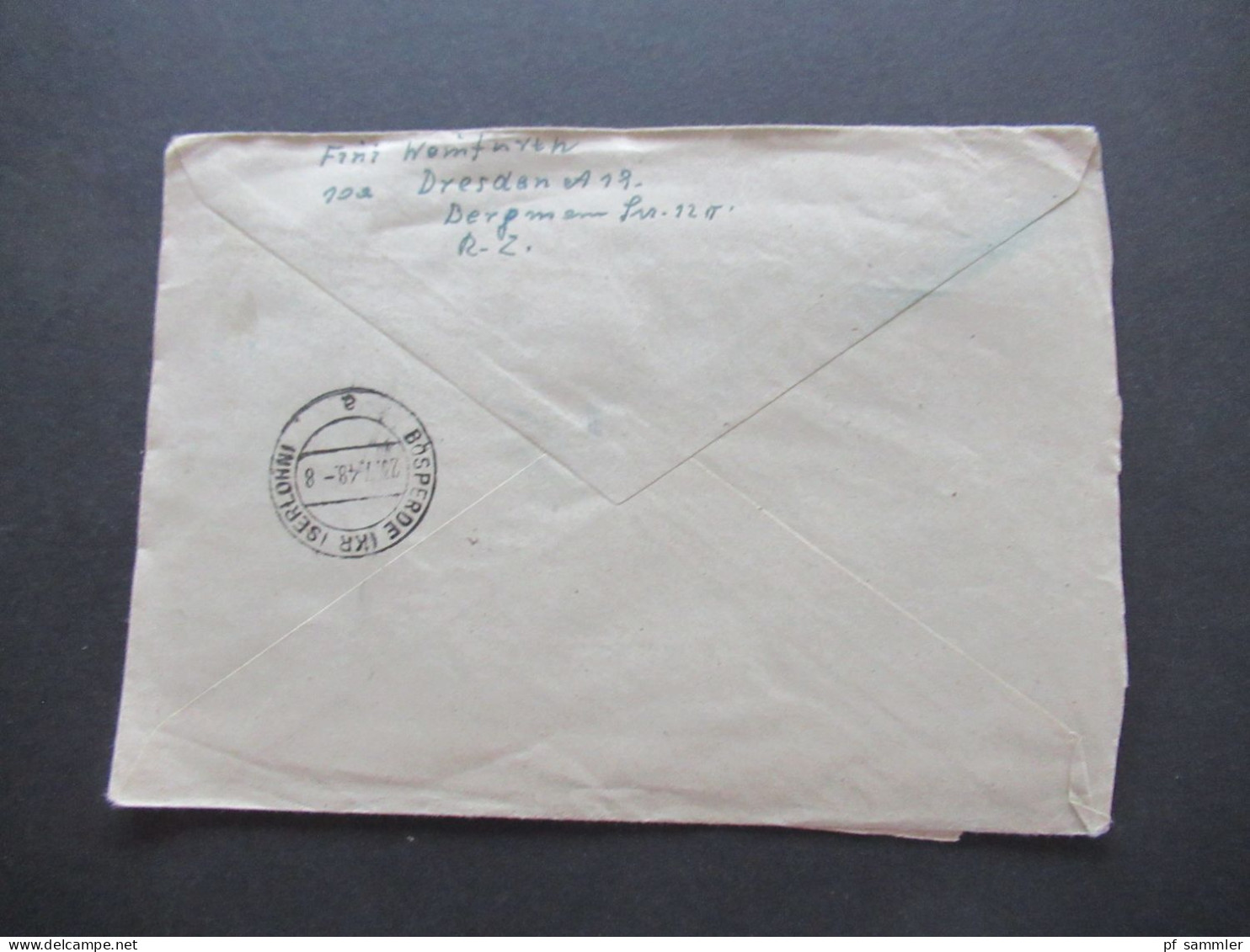 15.7.1948 SBZ MiF Marken Mit Aufdruck Und Kontrollrat Einschreiben Dresden A 19 - Bösperde Westfalen Mit Ank. Stempel - Lettres & Documents