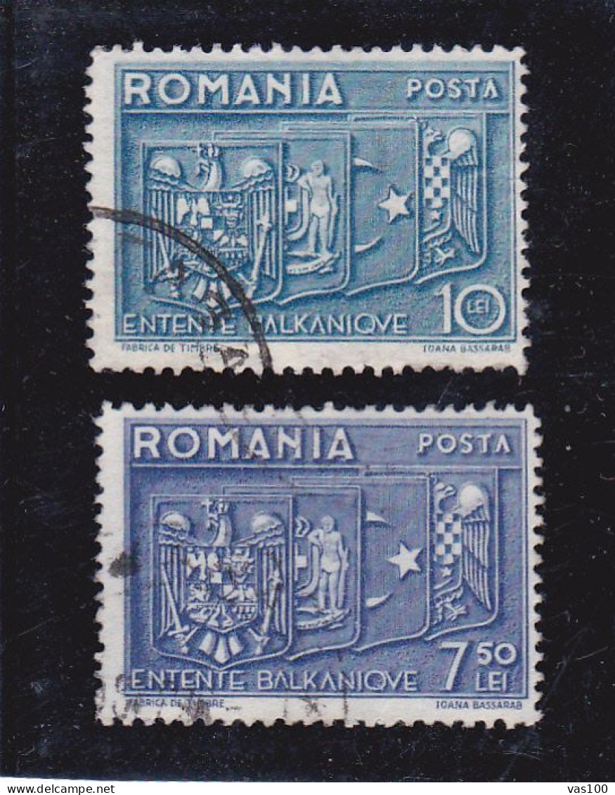 BALCANIC PACTS, 1938, , Mi. 547-548 FULL SET, , USED, ROMANIA - Gebraucht