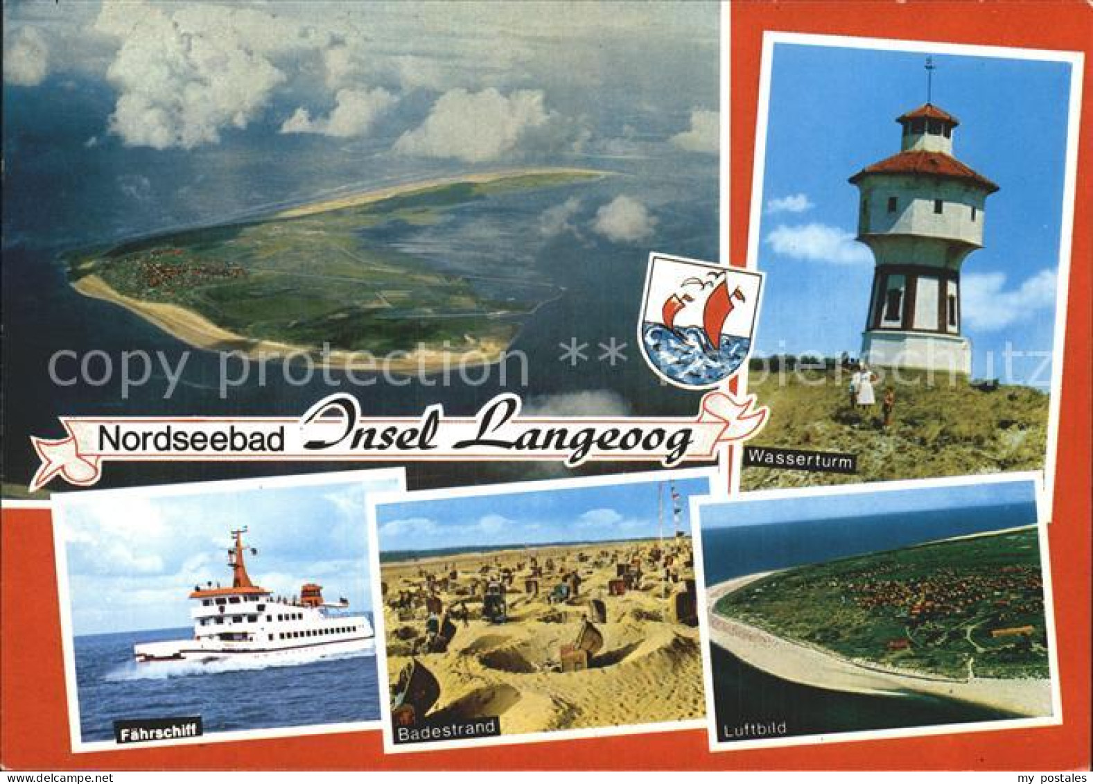 72370289 Langeoog Nordseebad Faehrschiff Wasserturm Luftbild Badestrand Langeoog - Langeoog