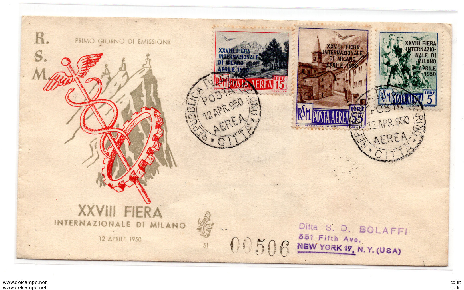 San Marino - Posta Aerea "Fiera Milano" Su FDC Venezia - FDC