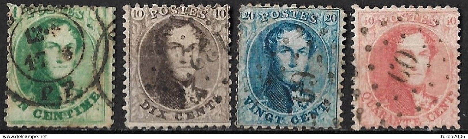 Belgium 1863 Leopold I Médaillons Perforated Complete Used Set Michel 10 A - 11 A - 12 B - 13 B - 1863-1864 Medallions (13/16)