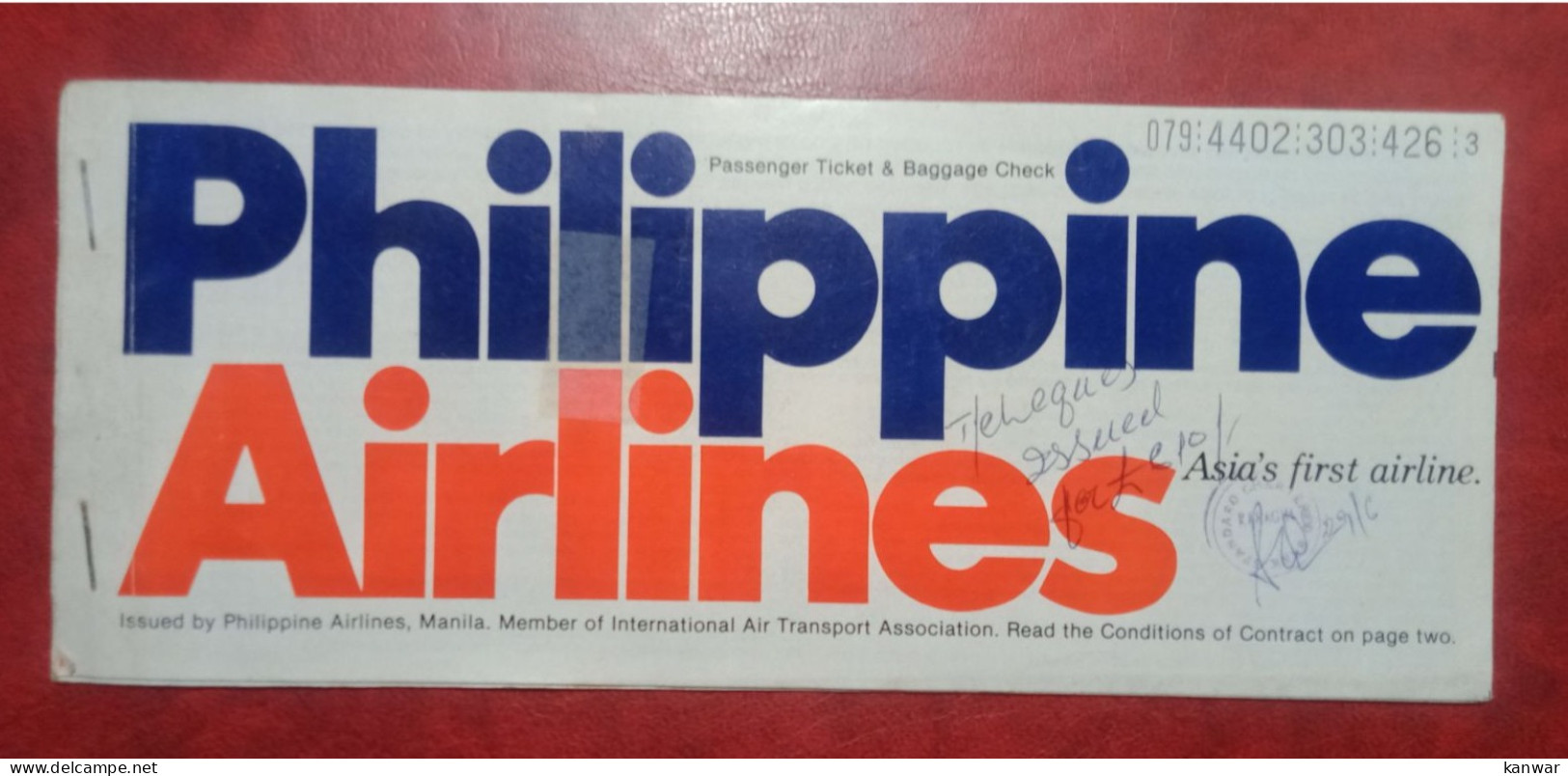 2007 PHILIPPINE AIRLINES PASSENGER TICKET AND BAGGAGE CHECK - Tickets