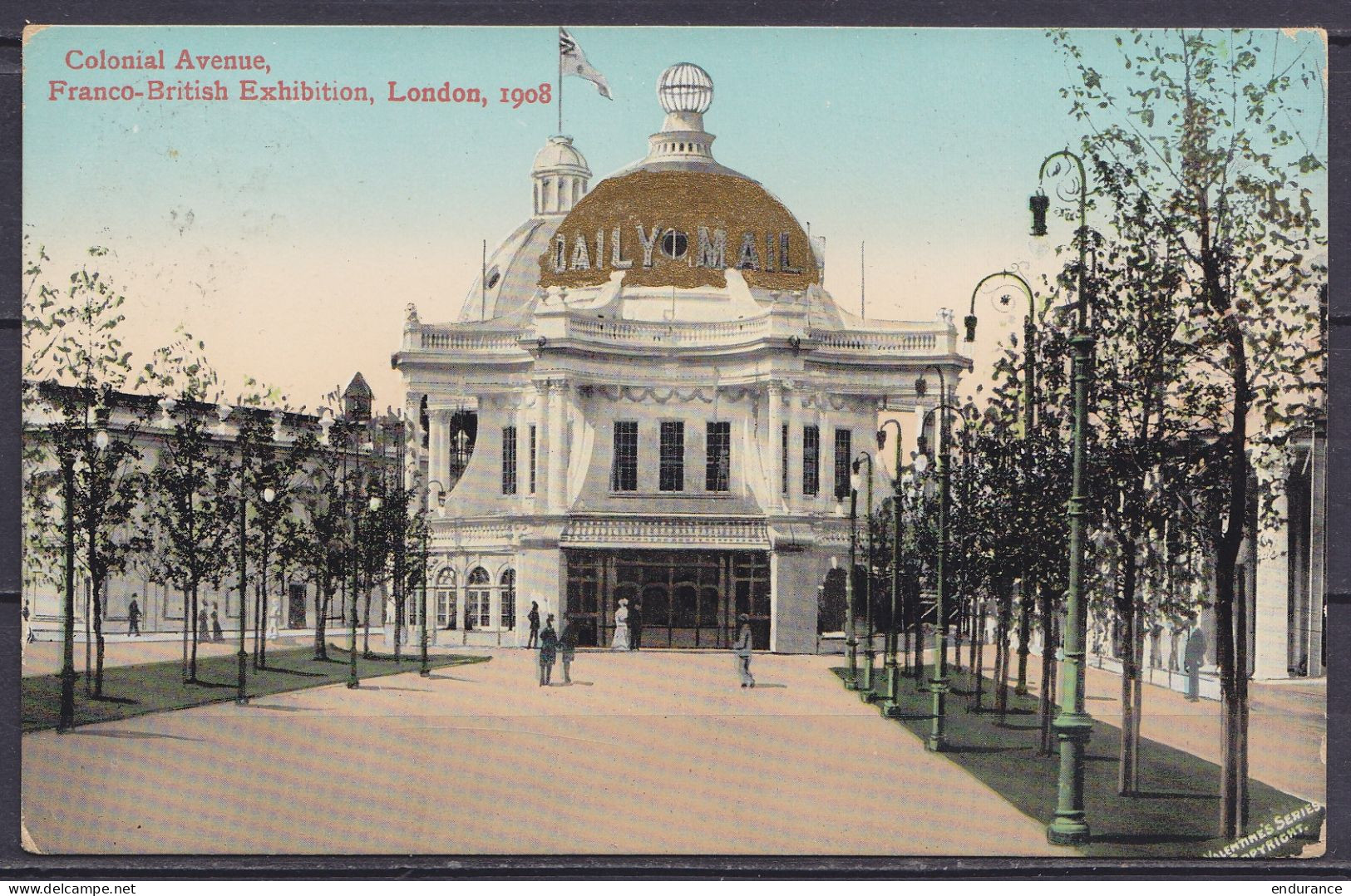 CP Franco-British Exhibition London 1908 Affr. 1/2d Càd "BALLYMACLINTON /OC 6 1908/ SHEPHERDS.BUSH.EXHIBITION.W" Pour LI - Storia Postale
