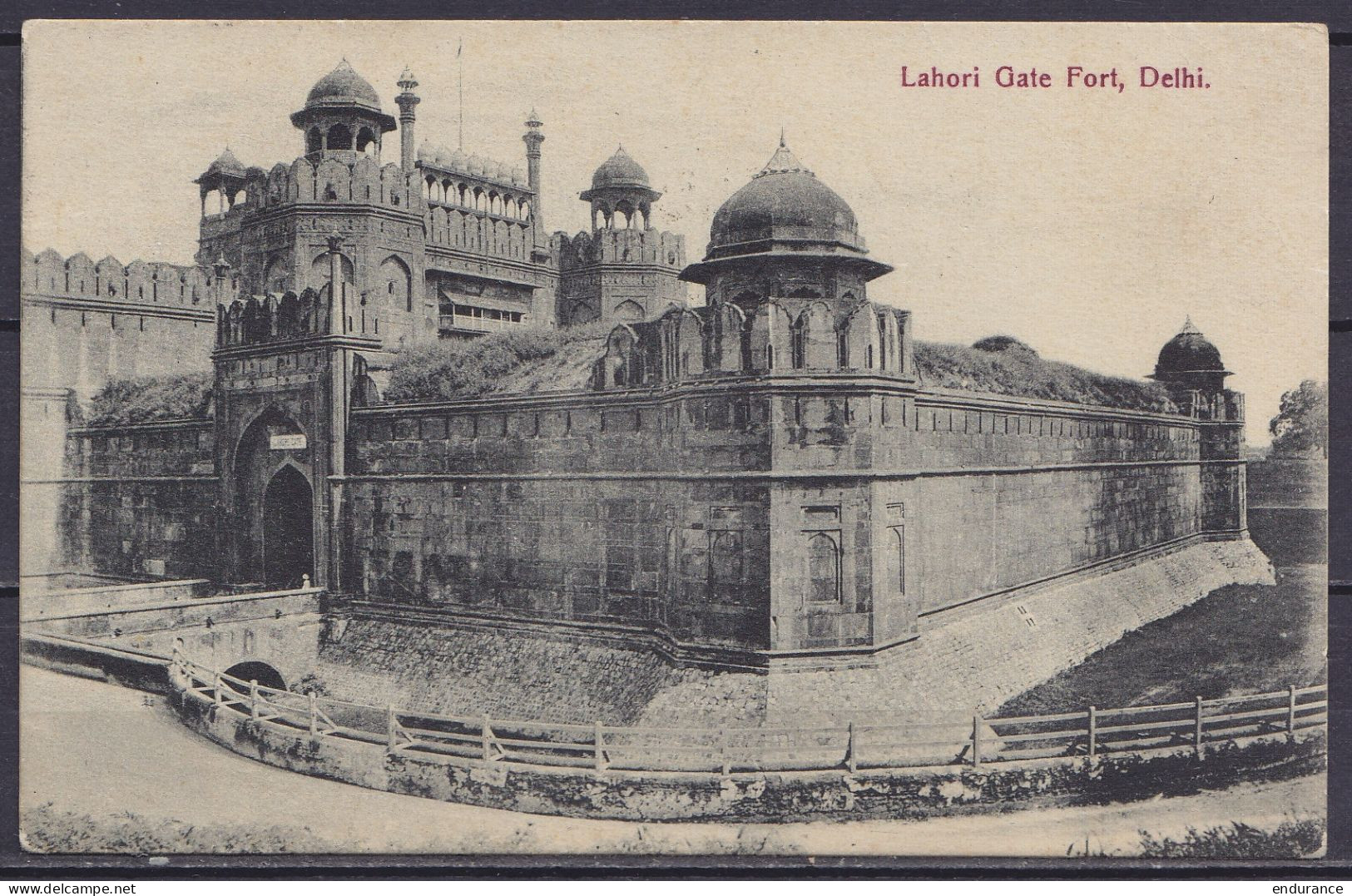 Inde - CP Lahori Gate Fort Affr. 1a Càpt Hôtel "MAIDENS HOTEL /17 FE 1910/ DELHI Pour BRUSSELS - Càd "BRUXELLES /4-MARS  - 1902-11 King Edward VII