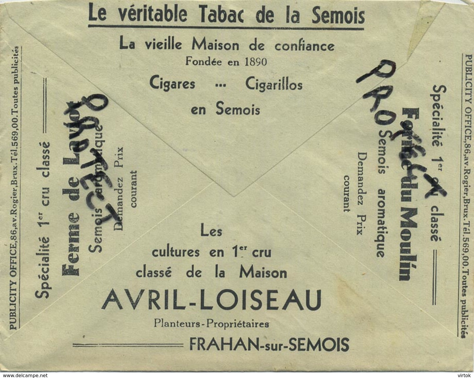 Old Envelope With Publicité : Tabac De La Semois : Avril-Loiseau : Frahan-sur-Semois ( Voir Scan ) - Covers