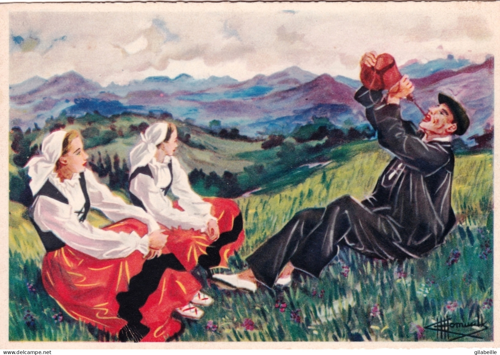 Illustrateur Charles Homualk - En Parcourant Le Pays Basque ( El Pais Vasco ) - Basque Buvant A La Gourde ( Sahakua ) - Homualk