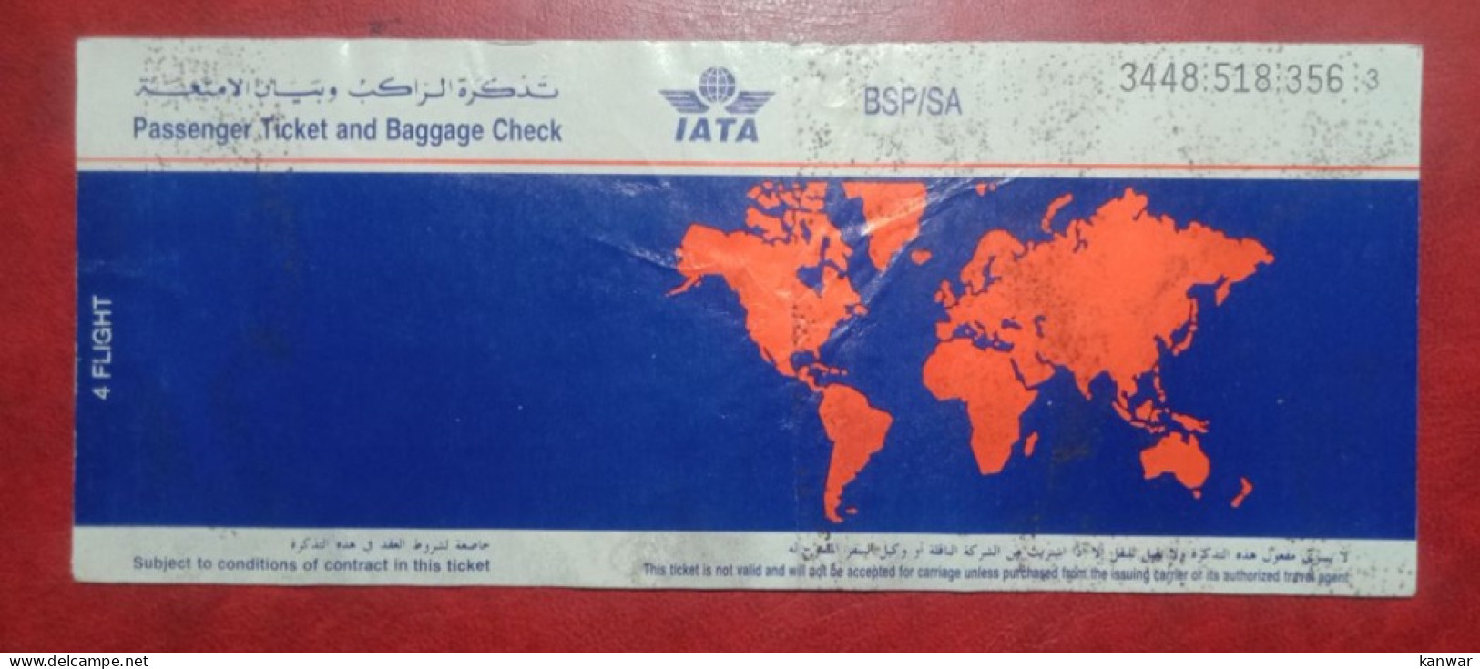 1999 SAUDIA AIRLINES PASSENGER TICKET AND BAGGAGE CHECK - Billetes