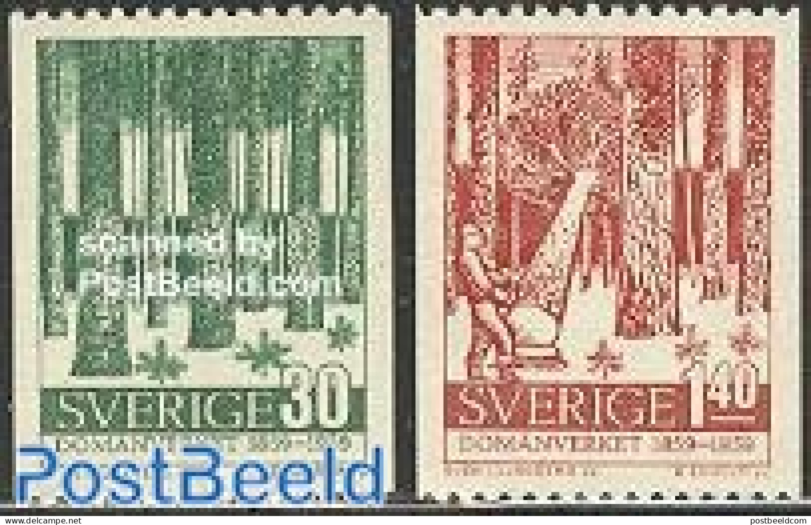 Sweden 1959 Forest Association 2v, Mint NH, Nature - Trees & Forests - Nuovi