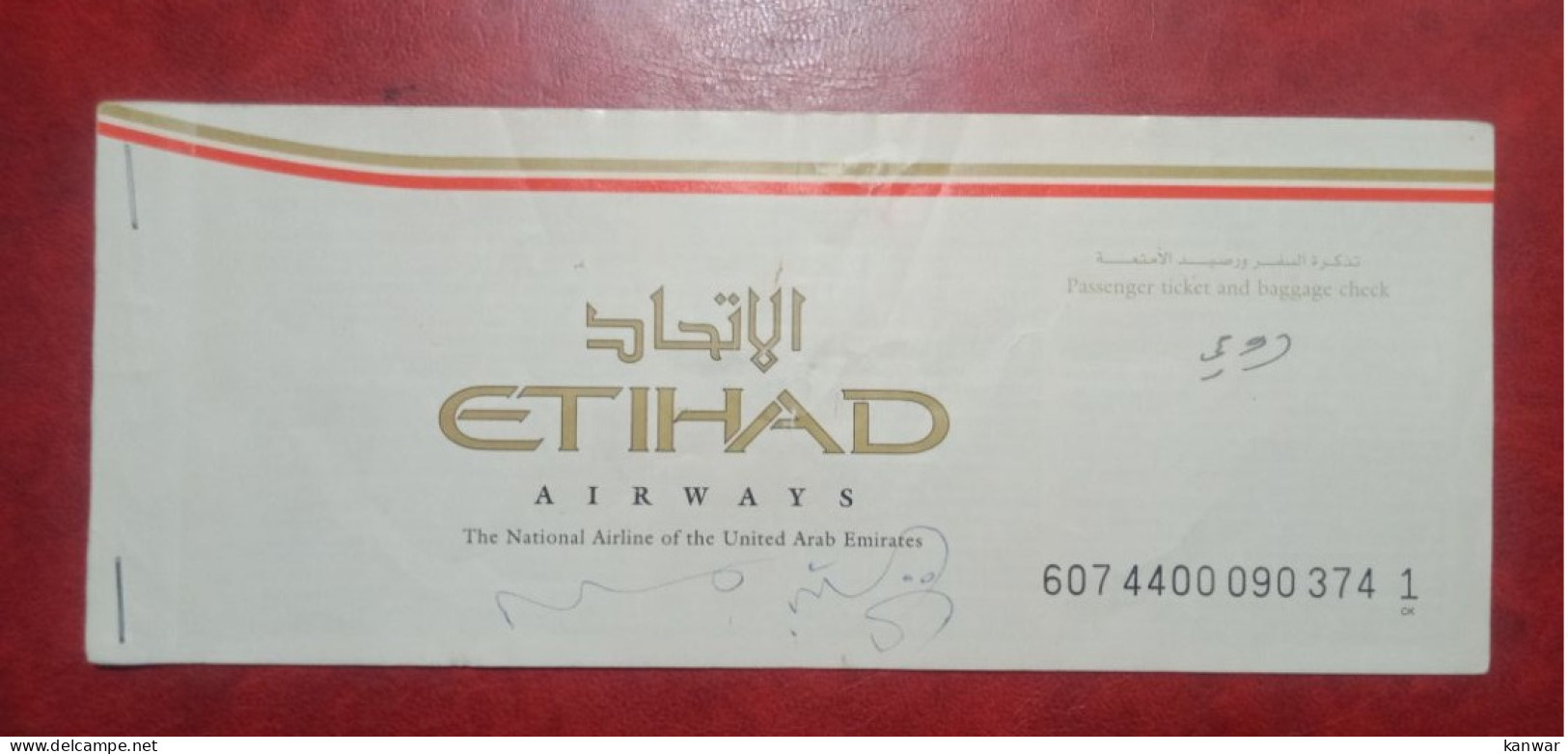 2006 EITHAD AIRLINES PASSENGER TICKET AND BAGGAGE CHECK - Tickets