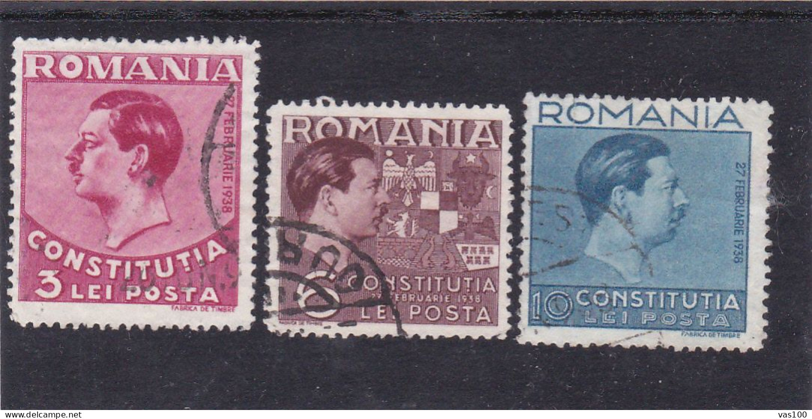 ROMANIA 1938 Union Of Provinces USED. Michel 549-51 - Gebraucht