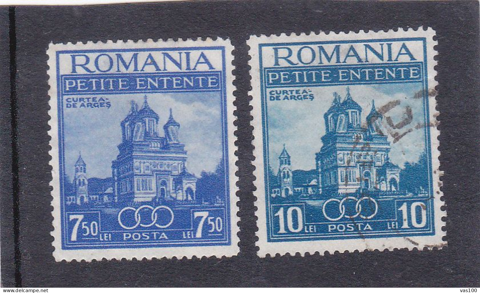 Romania 1937 Small Entente 2v, USED, History - Religion - Europa Hang-on Issues - Cloisters & Abbeys - Used Stamps