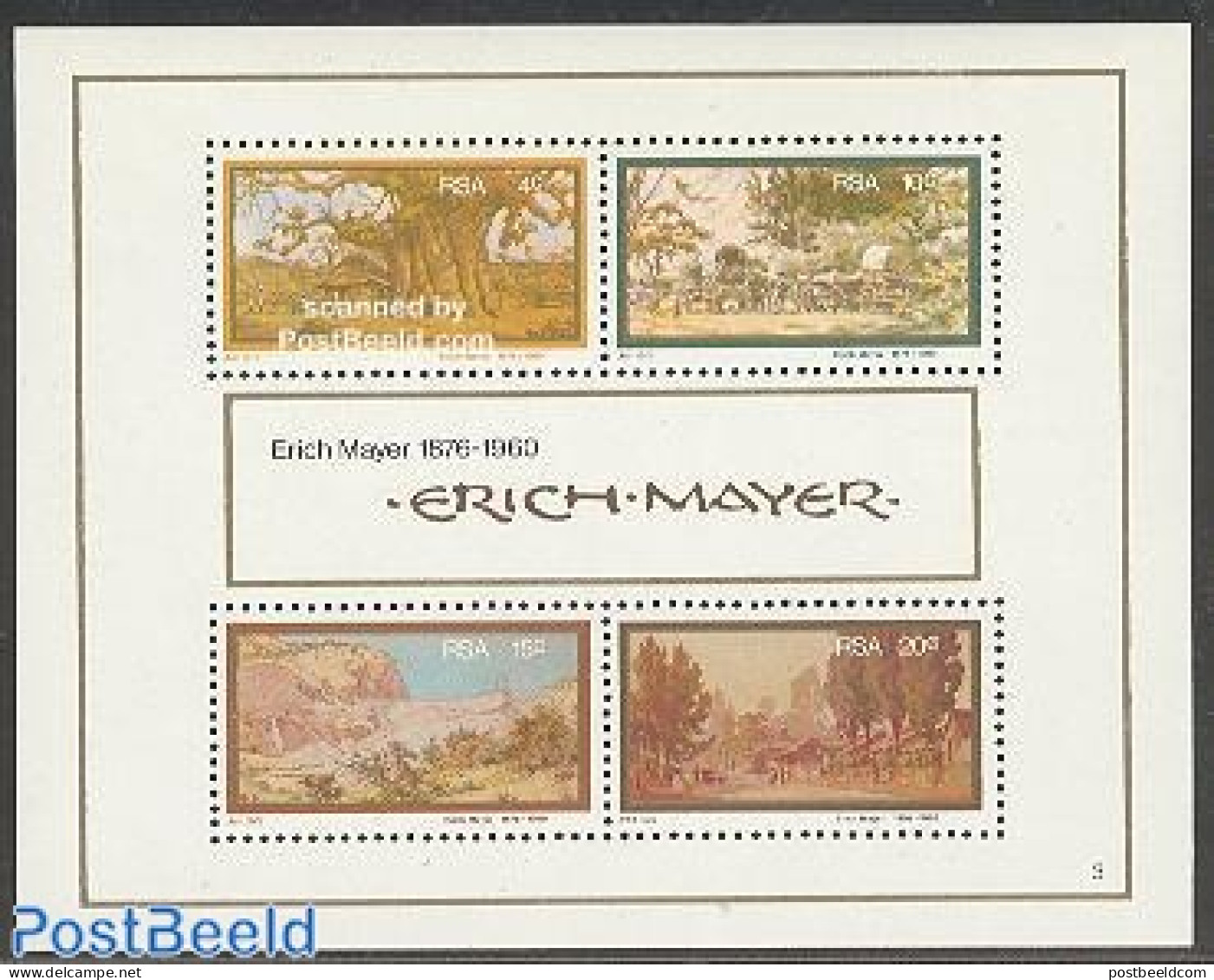 South Africa 1976 Erich Mayer S/s, Mint NH, Nature - Trees & Forests - Art - Paintings - Unused Stamps