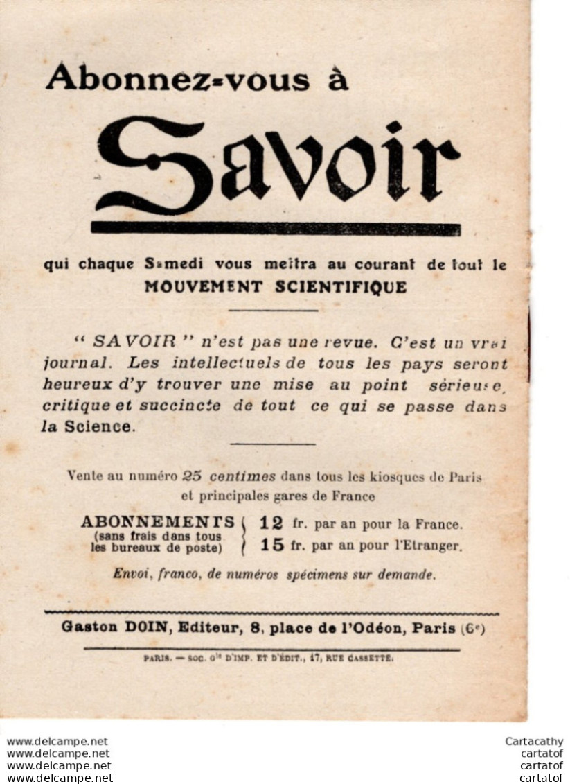 Récents Ouvrages De L'Abbé MOREUX Directeur De L'Observatoire De Bourges Chez GASTON DOIN .  - Pubblicitari