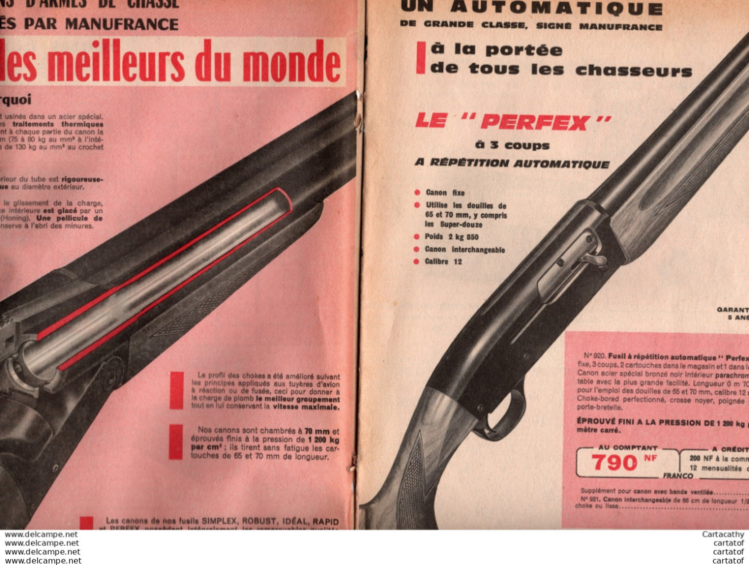 L'affaire MANUFRANCE Du Mois Février 1963  Fusil PERFEX, Carabines REINA , Machines OMNIA Bicyclette HIRONDELLE ... - Publicités