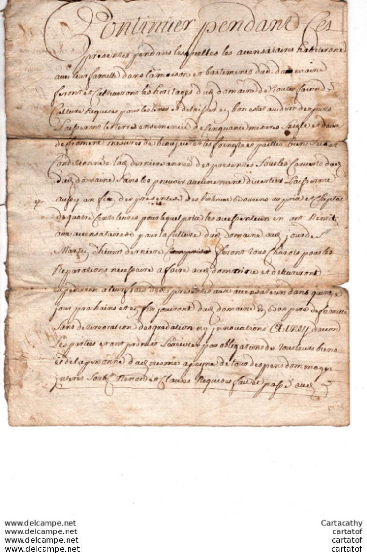 En 1723 :  Bail à Ferme Entre Benoist BALLANDRAS Et Estienne MURARD De PROPIERE .  BABILLON Notaire Royal ... - Manuscrits