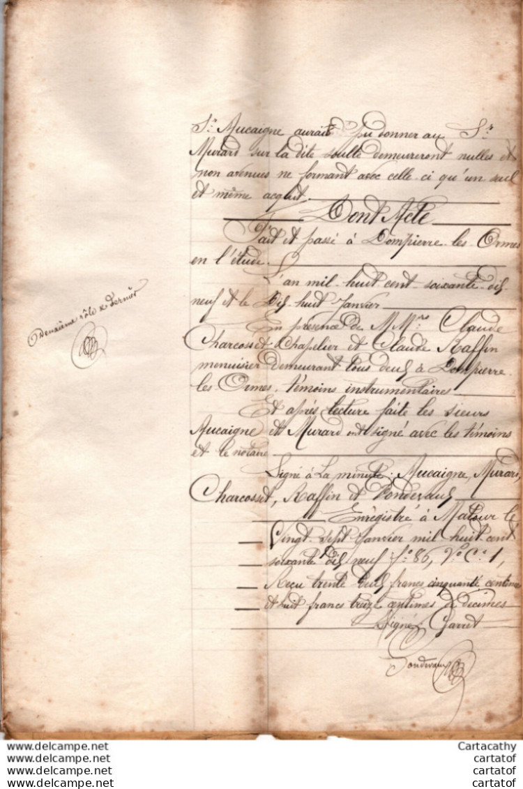 Inventaire Après Décés De François MURARD De MONTMELARD En 1877 . Etude PONDEVAUX à DOMPIERRE LES ORMES - Manuscripts