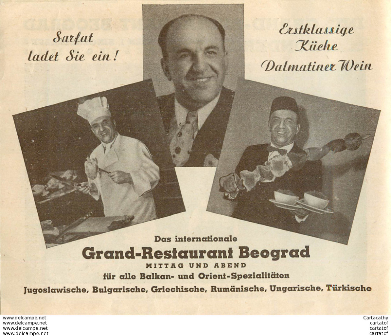 GRAND RESTAURANT BEOGRAD . WUNDENGROTTE .  WIEN SINGERSTRASSE . Jugoslawisches Orchester .  - Austria