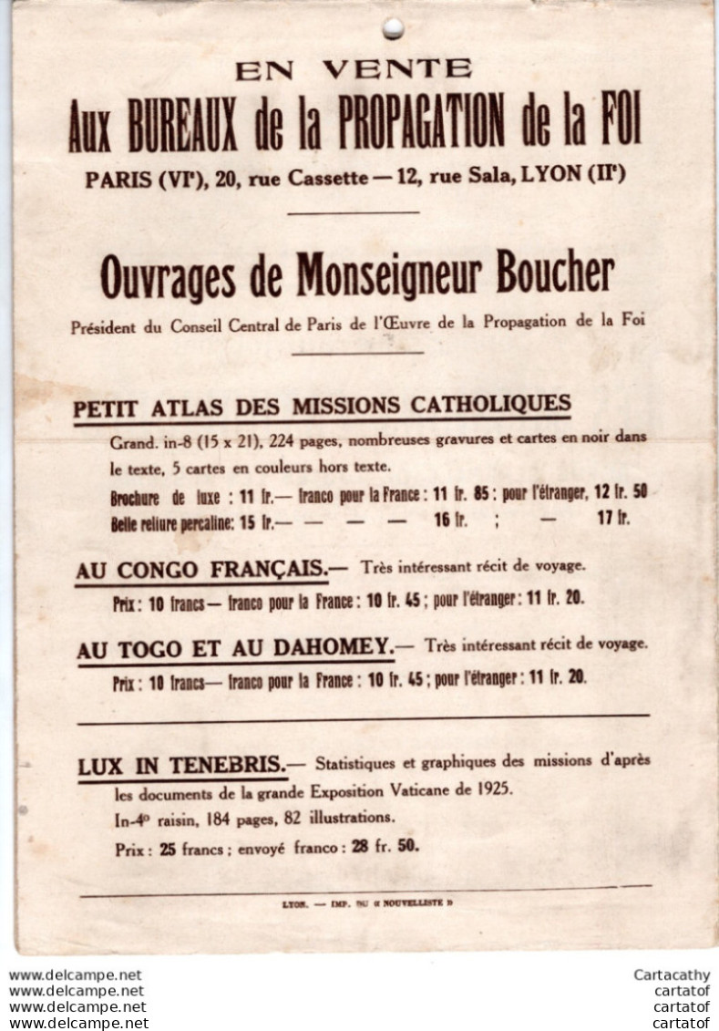 Oeuvre de la Propagation de la Foi .  Calendrier 1929 . Les Saintes Femmes de l'Apostolat . Les Missions Catholiques ...