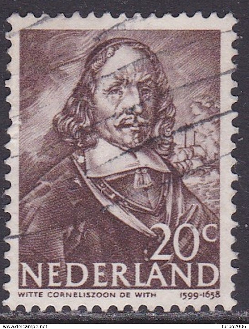 1943-44 Zeehelden 20 Cent Bruin Met Plaatfout "witte Vlek Inde Kraag" Zegel 54  NVPH 417 P Gestempeld - Errors & Oddities