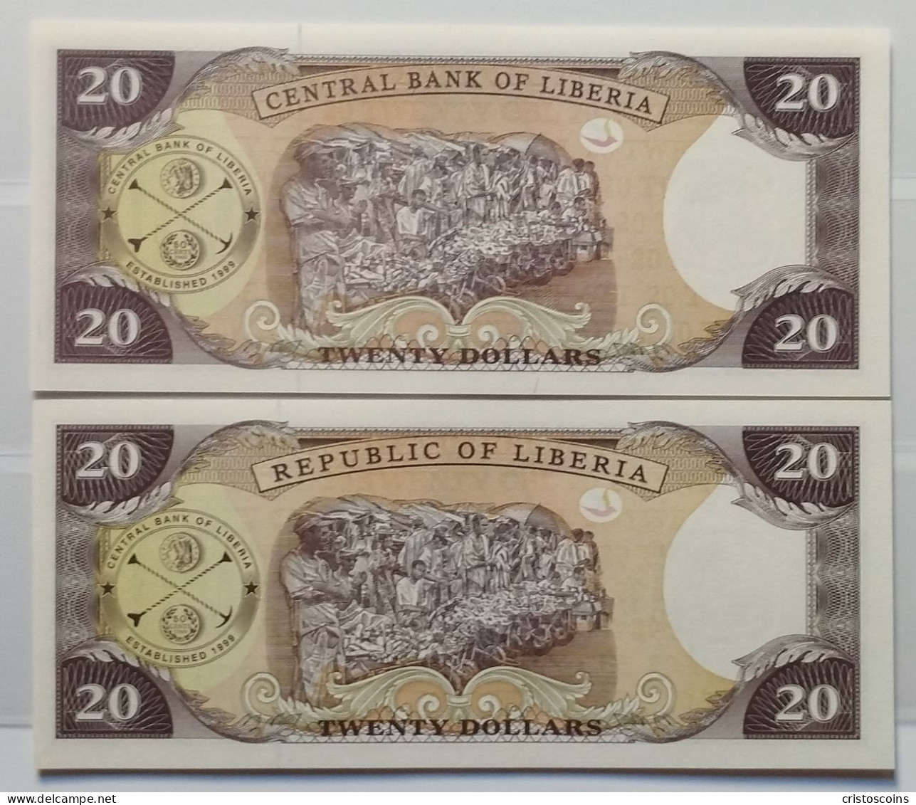 N.B. of Liberia lotto with 13 Banknotes 1991-2011 Serie 5-100 Dollars  (B/76