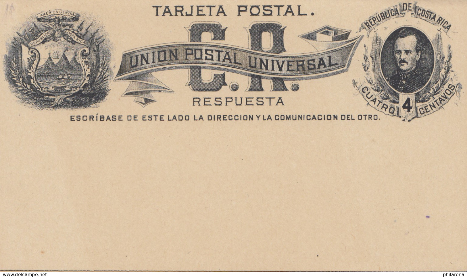 Costa Rica: Post Card Unused - Union Postal Universal - Costa Rica