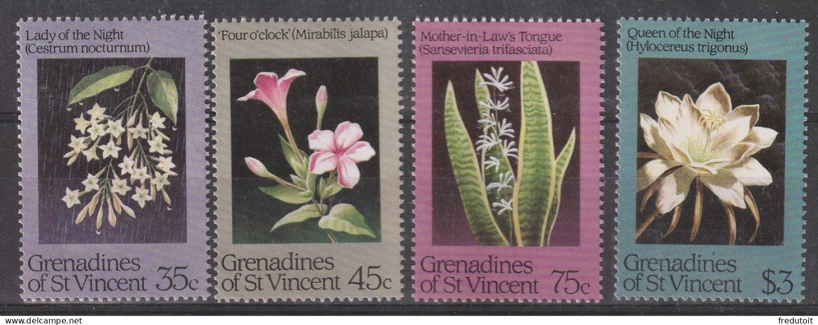 GRENADINES Of The ST VINCENT - N°351/4 ** (1984) Fleurs Nocturnes - St.Vincent Und Die Grenadinen