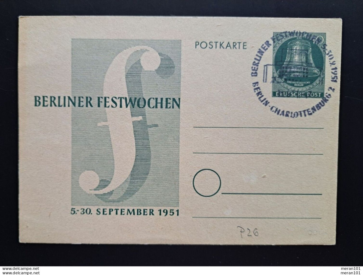 Berlin 1951, Postkarte P 26 Sonderstempel - Postkarten - Gebraucht