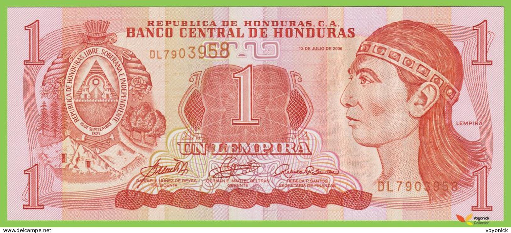 Voyo HONDURAS 1 Lempira 2006 P84e B324e DL UNC - Honduras