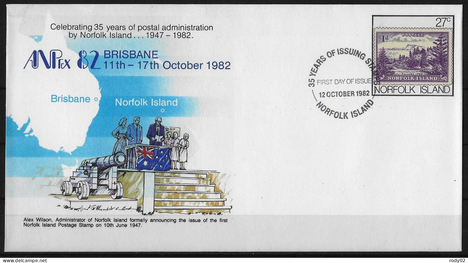 NORFOLK - ENVELOPPE COMMEMORATIVE - Isla Norfolk