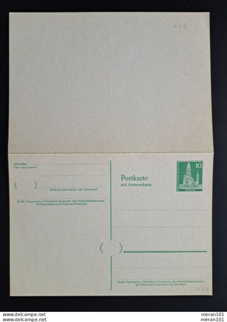 Berlin 1957/58, Postkarte P 39 Doppelkarte Ungebraucht - Cartes Postales - Neuves