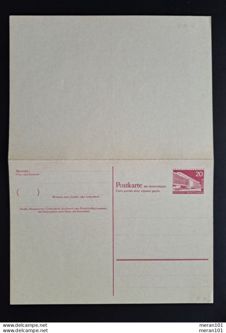Berlin 1957/58, Postkarte P 40 Doppelkarte Ungebraucht - Cartes Postales - Neuves