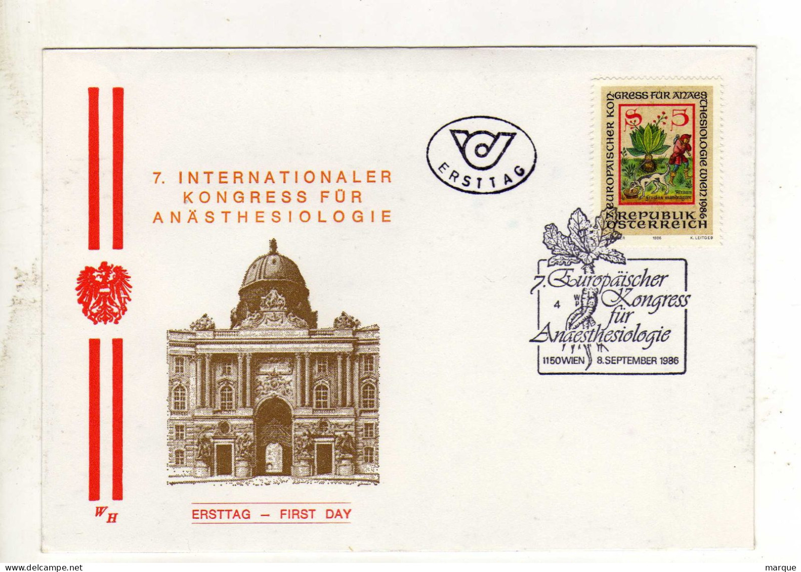 Enveloppe 1er Jour AUTRICHE REPUBLIK OSTERREICH Oblitération 1150 WIEN 08/09/1986 - FDC