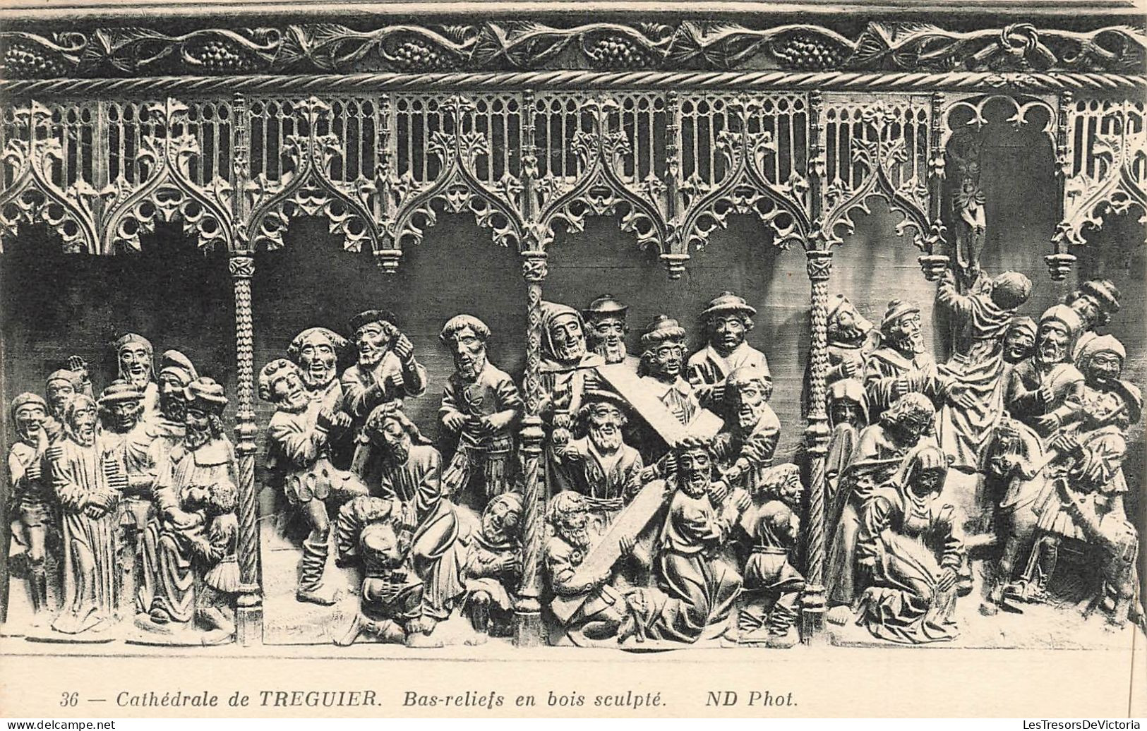 FRANCE - Treguier - Vue Sur Les Bas Reliefs En Bois Sculptés De La Cathédrale - Carte Postale Ancienne - Tréguier