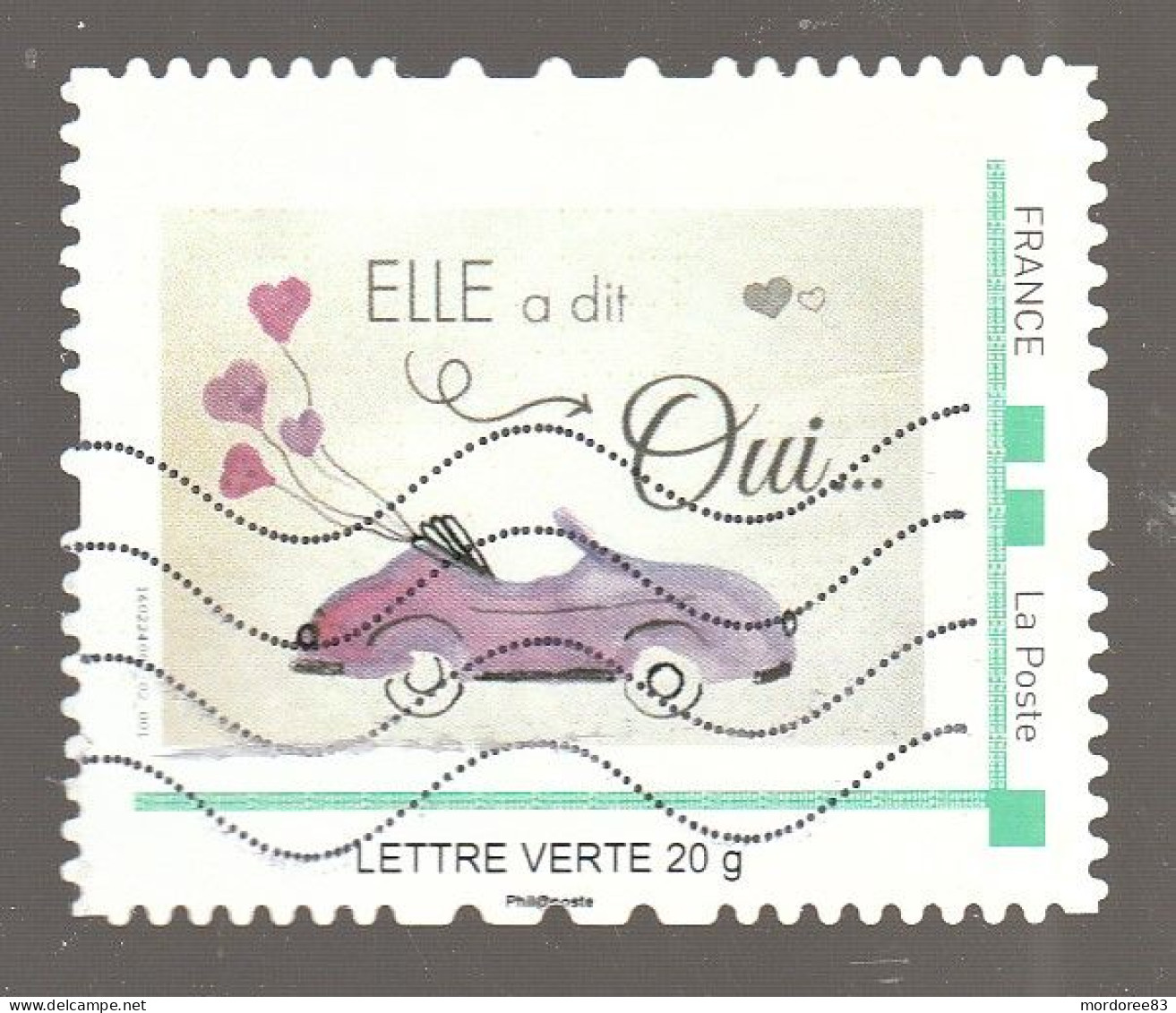 MONTIMBRAMOI ELLE A DIT OUI BALLONS COEURS ET VOITURE OBLITERE - Used Stamps