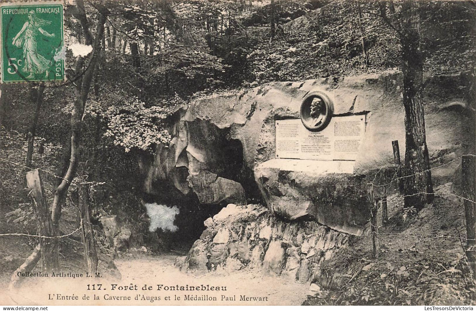 FRANCE - Forêt De Fontainebleau - Vue Sur L'entrée De La Caverne D'Augas Et Médaillon Paul - Carte Postale Ancienne - Fontainebleau