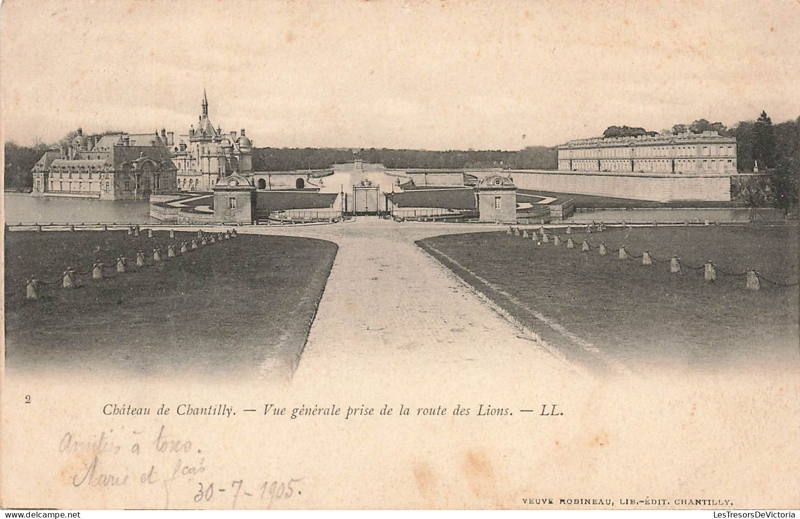 FRANCE - Château De Chantilly - Vue Générale Prise De La Route Des Lions - L L - Vue Générale - Carte Postale Ancienne - Chantilly