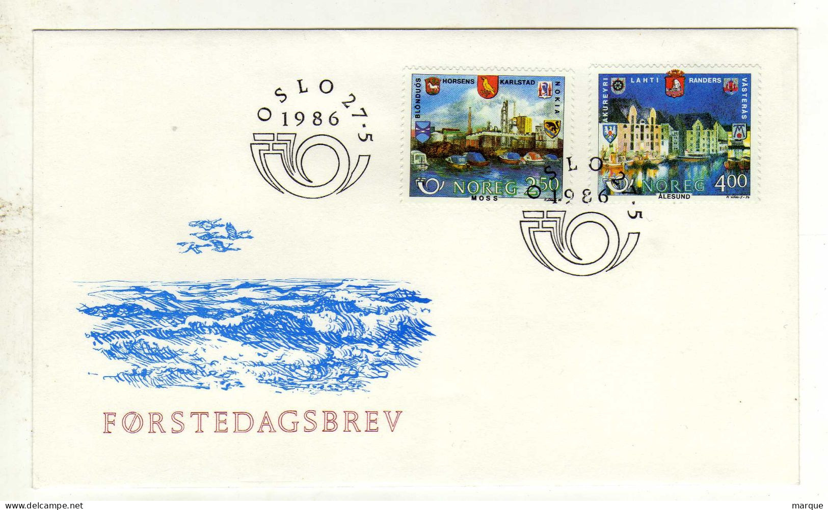 Enveloppe 1er Jour NORVEGE NOREG Oblitération OSLO 27/05/1986 - FDC