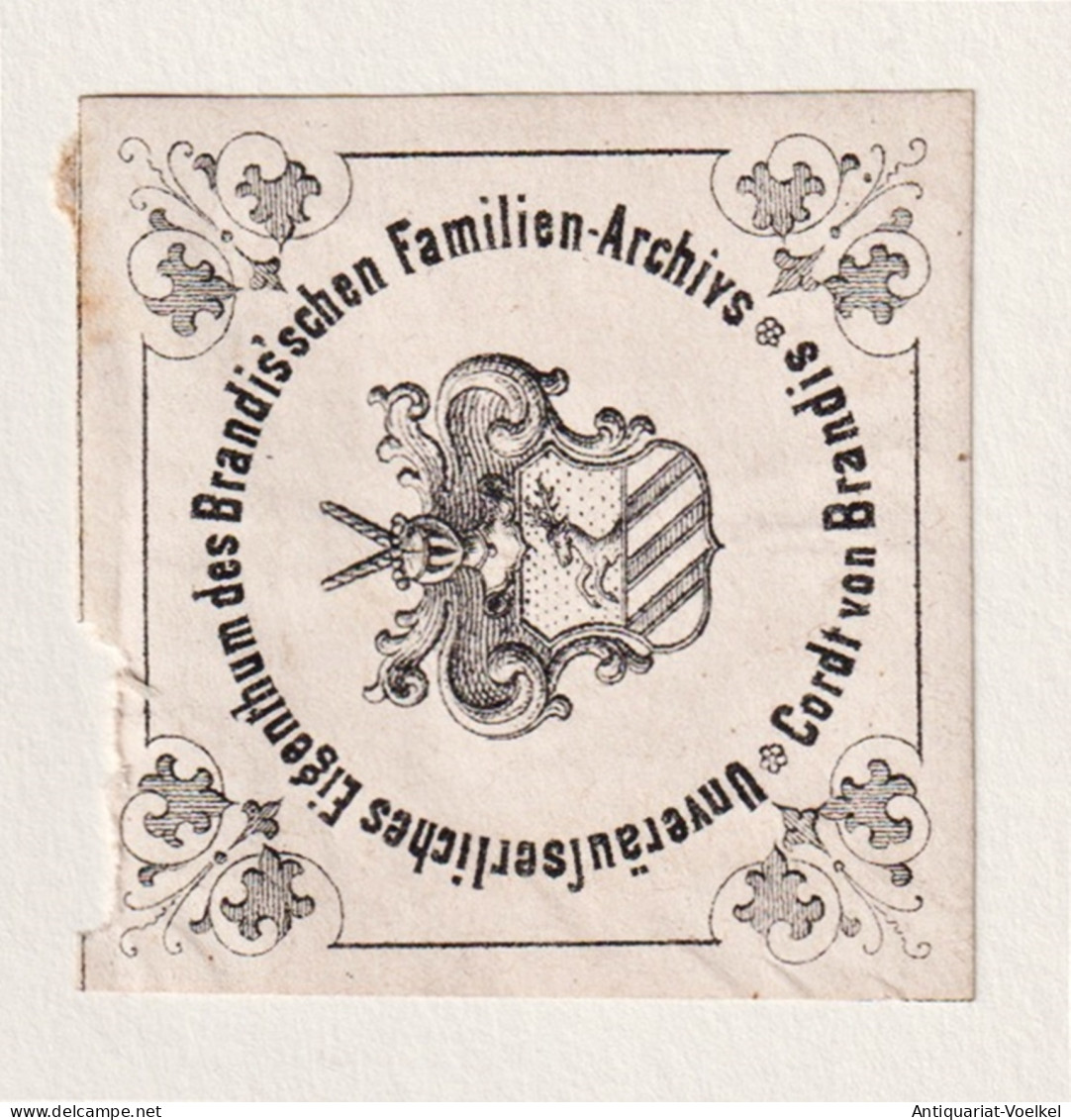 Unveräusserliches Eigenthum Des Brandis'schen Familien-Archivs Cordt Von Brandis - Brandis Wappen Coat Of Arm - Ex-libris