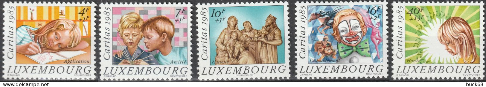 LUXEMBOURG 1088 à 1092 ** MNH Physionomie Enfants Nativité Noël Amitié Honte ...  (CV 17,50 €) 1985 - Nuovi